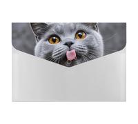 HETVBNS 6 Pockets Expanding File Folder Durable Waterproof A4 Letter Size Folders, Blue Cat Sticking Out Tongue Accordion File Organizer for Office, Home & Travel