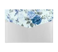 HETVBNS 6 Pockets Expanding File Folder Durable Waterproof A4 Letter Size Folders, Blue Flower Floral Pattern Roses Accordion File Organizer for Office, Home & Travel