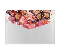 HETVBNS 6 Pockets Expanding File Folder Durable Waterproof A4 Letter Size Folders, Butterfly Drip Spray Watercolor Accordion File Organizer for Office, Home & Travel