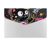 HETVBNS 6 Pockets Expanding File Folder Durable Waterproof A4 Letter Size Folders, Cartoon Cat Riding Motorcycle Accordion File Organizer for Office, Home & Travel