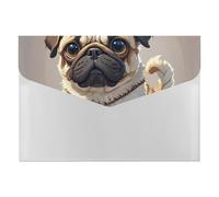 HETVBNS 6 Pockets Expanding File Folder Durable Waterproof A4 Letter Size Folders, Cartoon Pug Accordion File Organizer for Office, Home & Travel