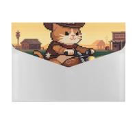 HETVBNS 6 Pockets Expanding File Folder Durable Waterproof A4 Letter Size Folders, Cat Riding A Motorcycle Accordion File Organizer for Office, Home & Travel