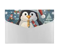 HETVBNS 6 Pockets Expanding File Folder Durable Waterproof A4 Letter Size Folders, Christmas Funny Penguin Accordion File Organizer for Office, Home & Travel