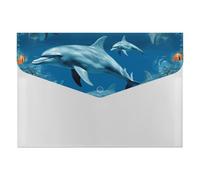 HETVBNS 6 Pockets Expanding File Folder Durable Waterproof A4 Letter Size Folders, Dolphins Blue Accordion File Organizer for Office, Home & Travel