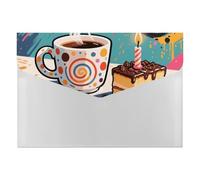 HETVBNS 6 Pockets Expanding File Folder Durable Waterproof A4 Letter Size Folders, Doodle Style Coffee Cake Accordion File Organizer for Office, Home & Travel