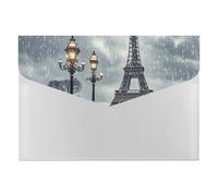 HETVBNS 6 Pockets Expanding File Folder Durable Waterproof A4 Letter Size Folders, Eiffel Tower Winter Rainy Accordion File Organizer for Office, Home & Travel