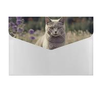 HETVBNS 6 Pockets Expanding File Folder Durable Waterproof A4 Letter Size Folders, Gray Cat in Flower Field Accordion File Organizer for Office, Home & Travel