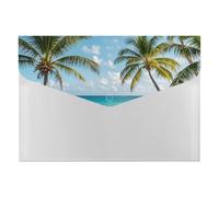 HETVBNS 6 Pockets Expanding File Folder Durable Waterproof A4 Letter Size Folders, Green Palm Trees Ocean Accordion File Organizer for Office, Home & Travel