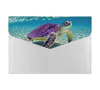 HETVBNS 6 Pockets Expanding File Folder Durable Waterproof A4 Letter Size Folders, Hawaii with Purple Sea Turtle Accordion File Organizer for Office, Home & Travel
