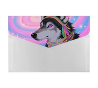 HETVBNS 6 Pockets Expanding File Folder Durable Waterproof A4 Letter Size Folders, Hippie Wolf Accordion File Organizer for Office, Home & Travel