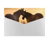 HETVBNS 6 Pockets Expanding File Folder Durable Waterproof A4 Letter Size Folders, Horses in Love Accordion File Organizer for Office, Home & Travel