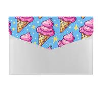 HETVBNS 6 Pockets Expanding File Folder Durable Waterproof A4 Letter Size Folders, Ice Cream Cone Pattern Accordion File Organizer for Office, Home & Travel