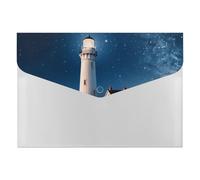 HETVBNS 6 Pockets Expanding File Folder Durable Waterproof A4 Letter Size Folders, Lighthouse Under Starry Night Sky Accordion File Organizer for Office, Home & Travel