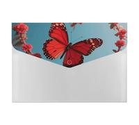 HETVBNS 6 Pockets Expanding File Folder Durable Waterproof A4 Letter Size Folders, Lover's Red Butterfly Accordion File Organizer for Office, Home & Travel