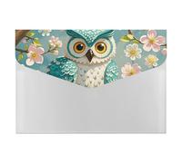 HETVBNS 6 Pockets Expanding File Folder Durable Waterproof A4 Letter Size Folders, Owl Spring Flowers Turquoise Accordion File Organizer for Office, Home & Travel