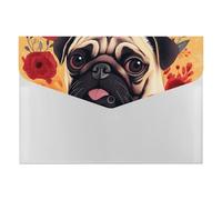 HETVBNS 6 Pockets Expanding File Folder Durable Waterproof A4 Letter Size Folders, Pug Flower Accordion File Organizer for Office, Home & Travel