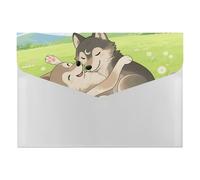 HETVBNS 6 Pockets Expanding File Folder Durable Waterproof A4 Letter Size Folders, Two Wolf Hug Accordion File Organizer for Office, Home & Travel