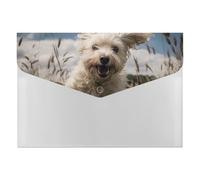 HETVBNS 6 Pockets Expanding File Folder Durable Waterproof A4 Letter Size Folders, White Dog in The Field Accordion File Organizer for Office, Home & Travel