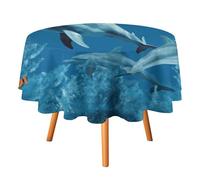 HETVBNS - 60 x 60 Inch Round Polyester Tablecloth Elegant Decoration for Dinning Party Patio