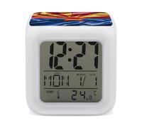 HETVBNS 7-Color Changing Alarm Clock with LED Display, Arizona Flag Standard Digital Desk Clock Shows Time, Date & Temperature, Night Light for Home Bedroom