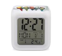 HETVBNS 7-Color Changing Alarm Clock with LED Display, Colorful Parrots On Tree Digital Desk Clock Shows Time, Date & Temperature, Night Light for Home Bedroom