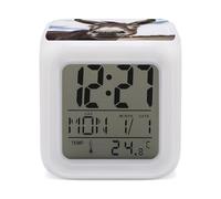 HETVBNS 7-Color Changing Alarm Clock with LED Display, Cute Funny Donkey Digital Desk Clock Shows Time, Date & Temperature, Night Light for Home Bedroom