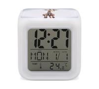 HETVBNS 7-Color Changing Alarm Clock with LED Display, Cute Giraffe Digital Desk Clock Shows Time, Date & Temperature, Night Light for Home Bedroom