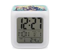 HETVBNS 7-Color Changing Alarm Clock with LED Display, Fairytale Castle Digital Desk Clock Shows Time, Date & Temperature, Night Light for Home Bedroom