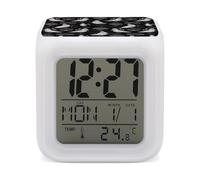 HETVBNS 7-Color Changing Alarm Clock with LED Display, Halloween Goth Digital Desk Clock Shows Time, Date & Temperature, Night Light for Home Bedroom