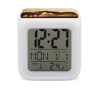 HETVBNS 7-Color Changing Alarm Clock with LED Display, Horses in Love Digital Desk Clock Shows Time, Date & Temperature, Night Light for Home Bedroom