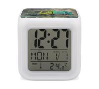HETVBNS 7-Color Changing Alarm Clock with LED Display, I Love Garbage Trucks Digital Desk Clock Shows Time, Date & Temperature, Night Light for Home Bedroom