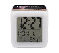 HETVBNS 7-Color Changing Alarm Clock with LED Display, Movies Clapperboard Digital Desk Clock Shows Time, Date & Temperature, Night Light for Home Bedroom