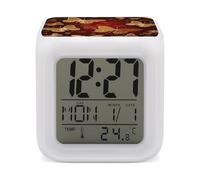 HETVBNS 7-Color Changing Alarm Clock with LED Display, Valentine Hearts Golden Butterfly Digital Desk Clock Shows Time, Date & Temperature, Night Light for Home Bedroom