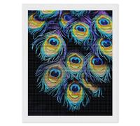 HETVBNS A Bunch of Peacock Feathers Diamond Painting Kits for Adults, Full Round Drill DIY Diamond Art for Beginners, 5D Gem Art and Crafts for Home Wall Decor 16"x20"