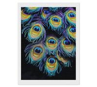 HETVBNS A Bunch of Peacock Feathers Diamond Painting Kits for Adults, Full Round Drill DIY Diamond Art for Beginners, 5D Gem Art and Crafts for Home Wall Decor 12"x16"