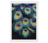 HETVBNS A Bunch of Peacock Feathers Diamond Painting Kits for Adults, Full Round Drill DIY Diamond Art for Beginners, 5D Gem Art and Crafts for Home Wall Decor 8"x12"