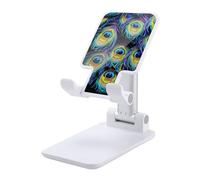 HETVBNS A Bunch of Peacock Feathers Phone Stand for Desk - Adjustable & Foldable Tablet Stand Portable Cell Phone Stand Holder Compatible with 4-13" Smartphones, Tablets