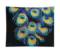 HETVBNS A Bunch of Peacock Feathers Tapestry Wall Hanging - 50"x60" Aesthetic Tapestries Soft Polyester Wall Art Decor Large Tapestry for Bedroom Living Room Dorm Backdrop, Hanging Kit Included