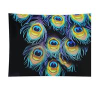 HETVBNS A Bunch of Peacock Feathers Tapestry Wall Hanging - 60"x80" Aesthetic Tapestries Soft Polyester Wall Art Decor Large Tapestry for Bedroom Living Room Dorm Backdrop, Hanging Kit Included