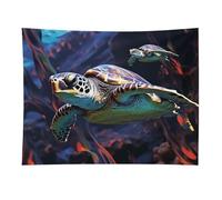HETVBNS A Colorful Tropical Sea Turtle Tapestry Wall Hanging - 30"x40" Aesthetic Tapestries Soft Polyester Wall Art Decor Large Tapestry for Bedroom Living Room Dorm Backdrop, Hanging Kit Included