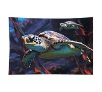 HETVBNS A Colorful Tropical Sea Turtle Tapestry Wall Hanging - 40"x60" Aesthetic Tapestries Soft Polyester Wall Art Decor Large Tapestry for Bedroom Living Room Dorm Backdrop, Hanging Kit Included