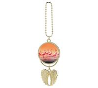 HETVBNS A Flock of Flamingos Car Hanging Pendant, Zinc Alloy Rearview Mirror Charms - Relieve Visual Fatigue, Vintage Keychain Pendant, Lucky Car Interior Hanging Decoration, Golden-style