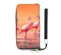 HETVBNS A Flock of Flamingos Wallet, Elegant Wristlet Wallet with Multi-Card Slots, PU Leather Long Purse for Women, Men
