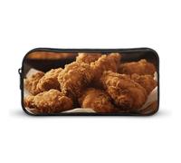 HETVBNS A Plate Of Fried Chicken Pencil Case Large Capacity, Durable Pencil Pouch Portable Small Cosmetic Bag with Metal Zipper, Simple Makeup Pouch Aesthetic Toiletry Bag for Travel Office