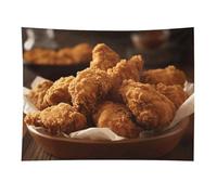 HETVBNS A Plate Of Fried Chicken Tapestry Wall Hanging - 30"x40" Aesthetic Tapestries Soft Polyester Wall Art Decor Large Tapestry for Bedroom Living Room Dorm Backdrop, Hanging Kit Included