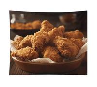 HETVBNS A Plate Of Fried Chicken Tapestry Wall Hanging - 50"x60" Aesthetic Tapestries Soft Polyester Wall Art Decor Large Tapestry for Bedroom Living Room Dorm Backdrop, Hanging Kit Included