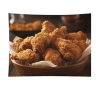 HETVBNS A Plate Of Fried Chicken Tapestry Wall Hanging - 60"x80" Aesthetic Tapestries Soft Polyester Wall Art Decor Large Tapestry for Bedroom Living Room Dorm Backdrop, Hanging Kit Included