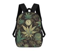 HETVBNS A Puff in Time Weed Marijuana Backpack for Women Men, Durable 600D Polyester Bookbag with Large Capacity, Lightweight 17 Inch Laptop Backpack Minimalism Casual Daypack for Work, Travel