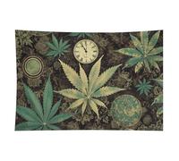 HETVBNS A Puff in Time Weed Marijuana Tapestry Wall Hanging - 60"x90" Aesthetic Tapestries Soft Polyester Wall Art Decor Large Tapestry for Bedroom Living Room Dorm Backdrop, Hanging Kit Included
