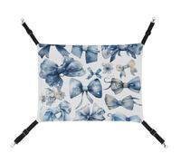 HETVBNS A Set of Blue Bows Pet Hammock for Cats & Dogs, Soft Breathable Canvas Hanging Hammock with Adjustable Straps, Comfortable & Durable Hanging Bed for Small to Medium Pets